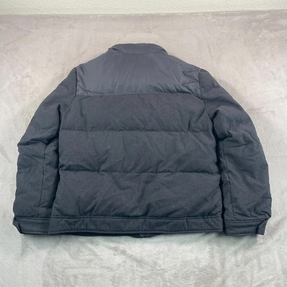 Banana Republic Down Jacket Men XL Grey Wool Blend‎ Full Zip Pockets Warm $349